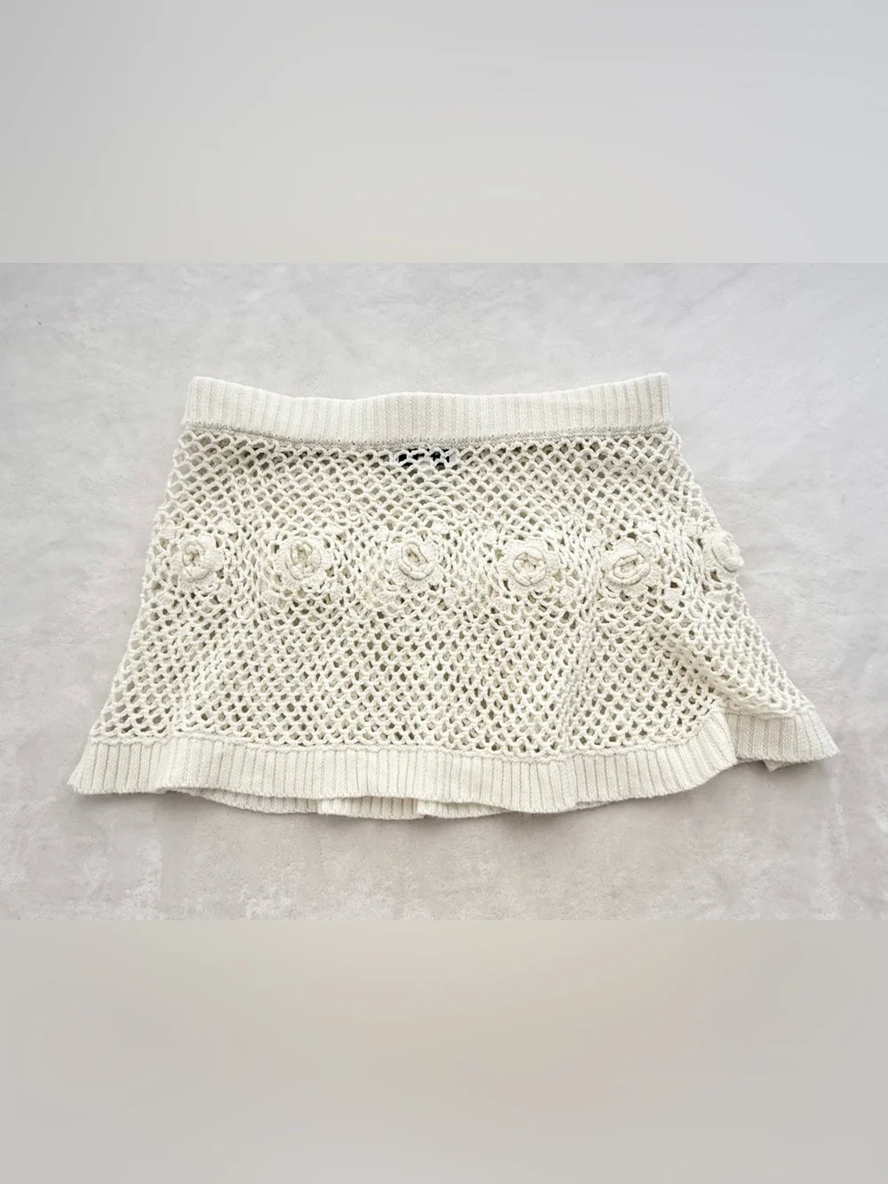 Frankies Bikinis Adaline Crochet Mini Skirt ONLY Swim Coverup Large in White